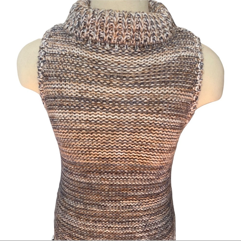 Cliche Earth Tones Crochet Knit 3-D Knit Turtleneck Sweater Mini Dress Women’s M - Picture 2 of 10